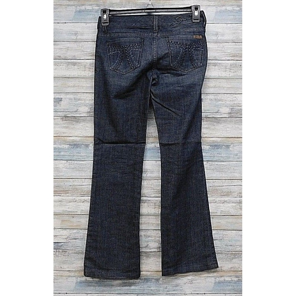 Vintage Seven7 Womens Size 26 26x30 Bootcut Jeans Dark‎ Wash Embellished Pockets